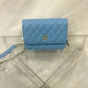 Blue quilted crossbody bag, designer inspired